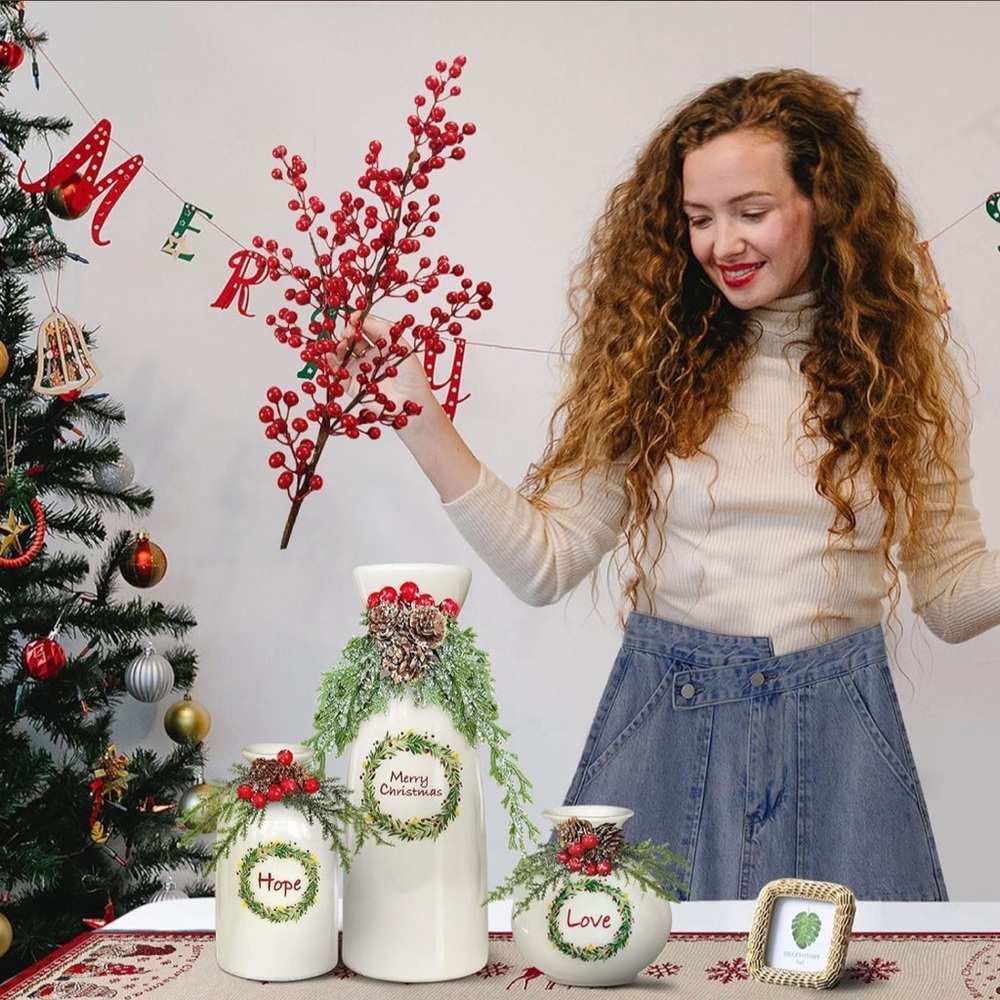 $37.99 Christmas Vase- 3 Set for Indoor Home Decor,Christmas Decorations -Vases - Picture 3 of 7